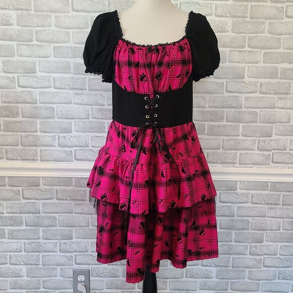 Monster High Pink Plaid Icons Corset Dress Women Plus 3X Cosplay Costume Pockets - Picture 1 of 10